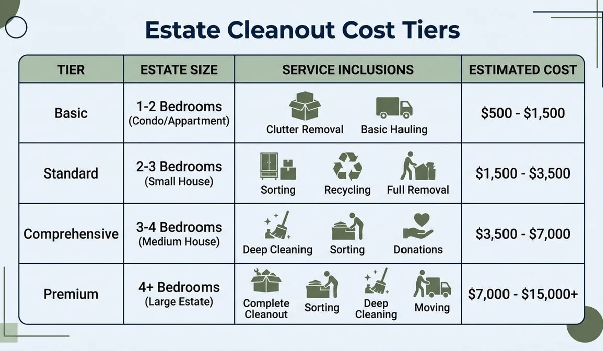 Cost tier table for Carolinas estate cleanouts
