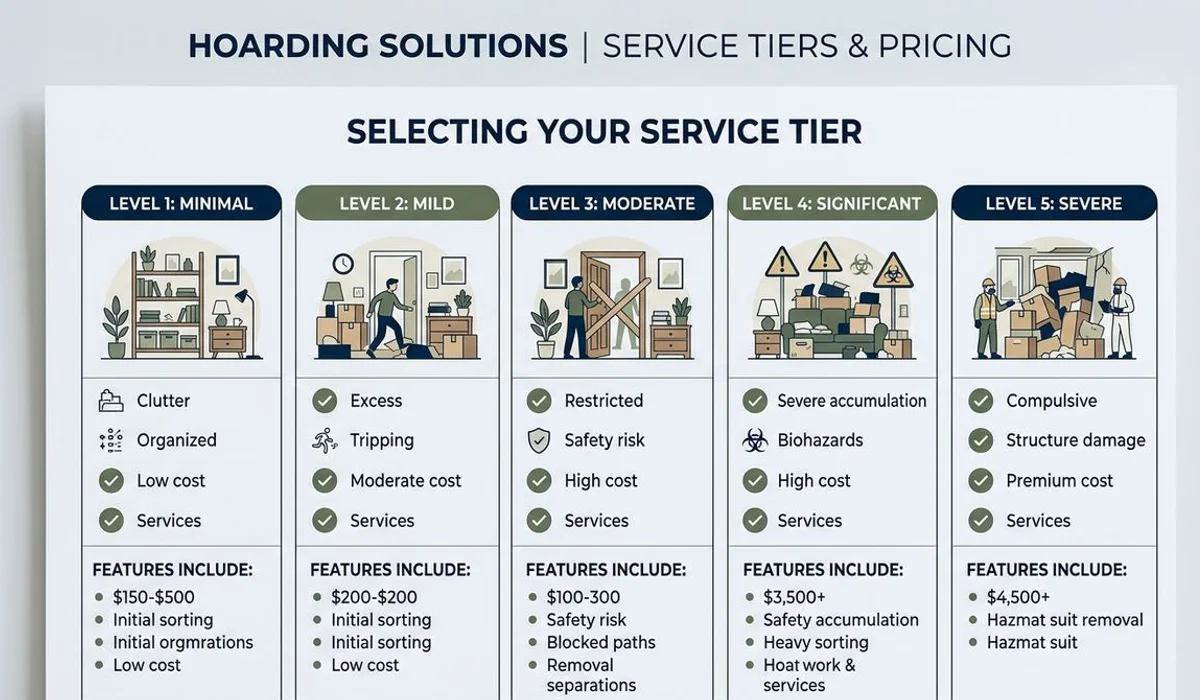 Hoarding cleanup price tier table by Hoarding Level