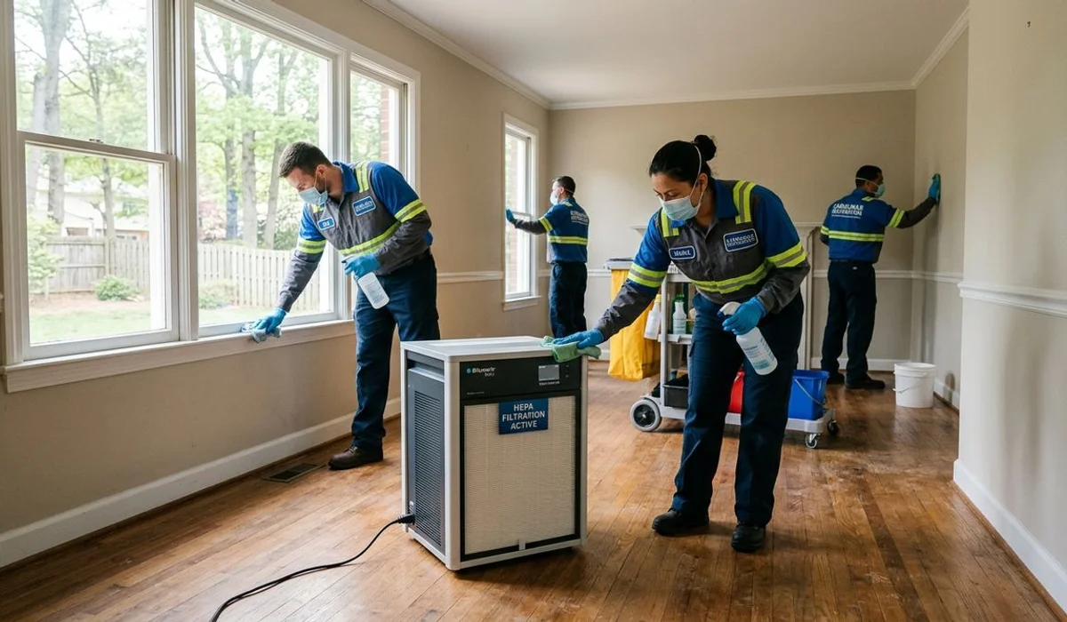Carolinas deep cleaning team running HEPA filtration and decontamination