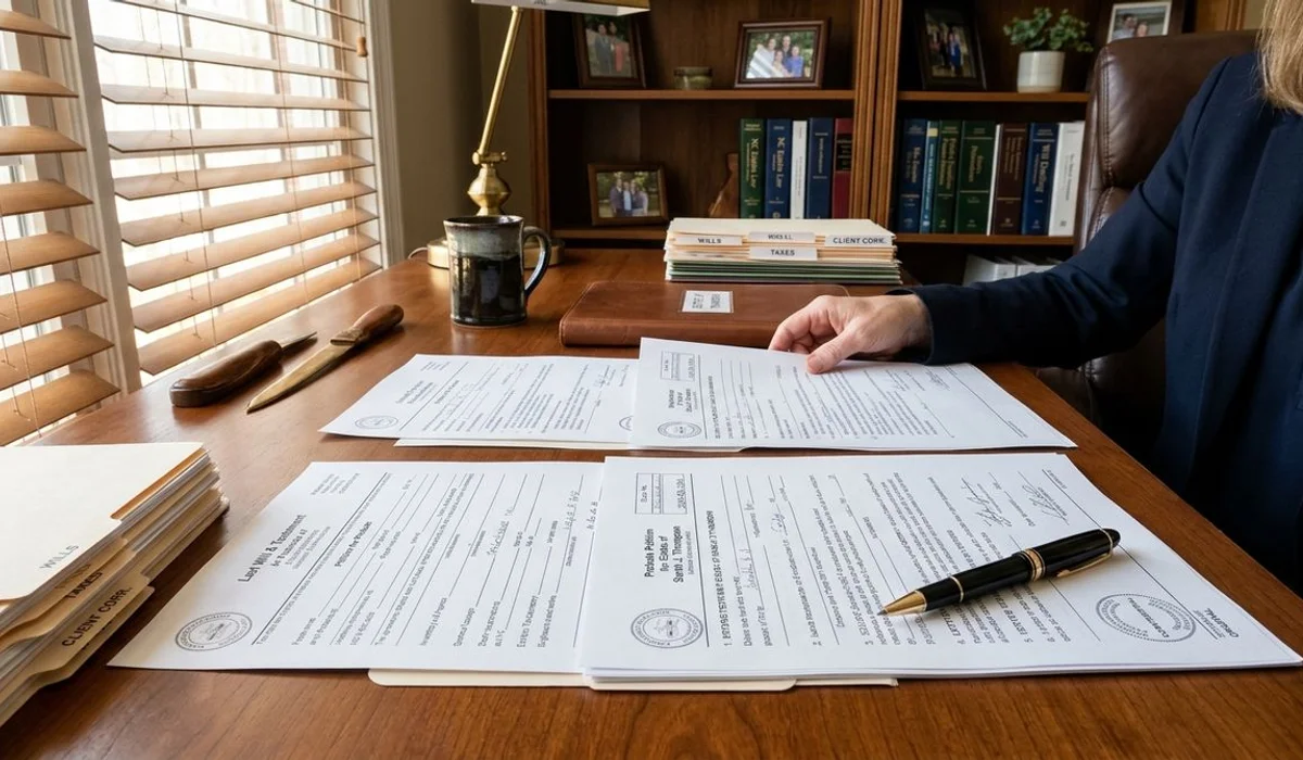 Attorney paperwork on a tidy Carolinas desk