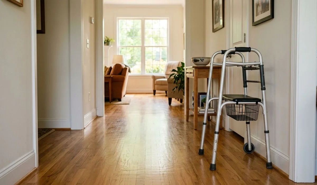 Walker on a clear hallway path in a Carolinas home