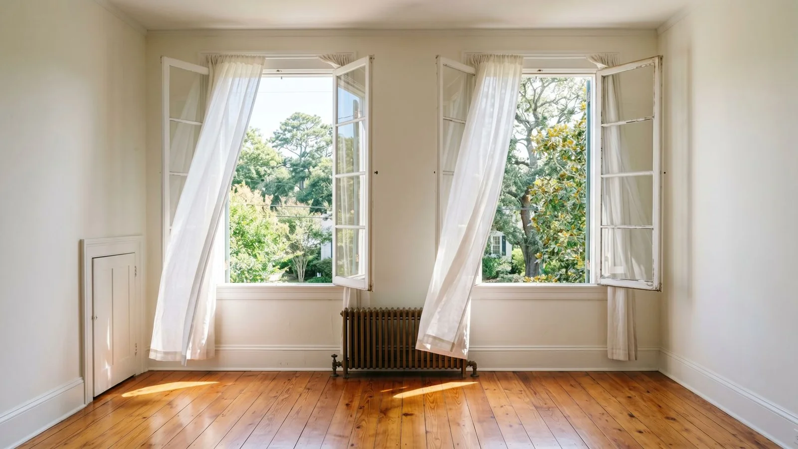 Sunlit empty Carolinas room with clean fresh air